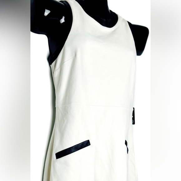 Express Dresses & Skirts - White Dress with Black Leather Trim *NWT